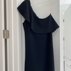 Black One Shoulder Ruffle Dress